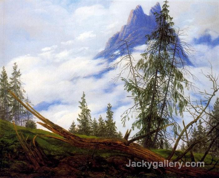 Peaks with clouds by Caspar David Friedrich paintings reproduction